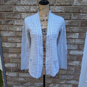 ⭐ GAP gray/white striped knit cardi Small